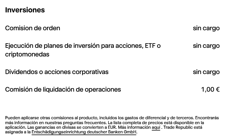 Comisiones Trade Republic
