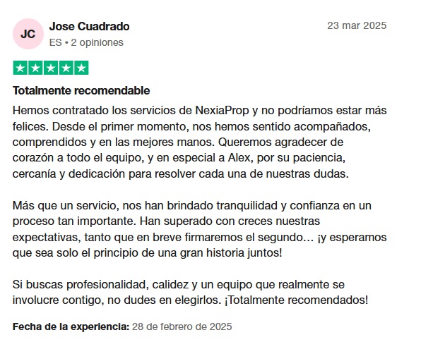 Opinión cliente NexiaProp