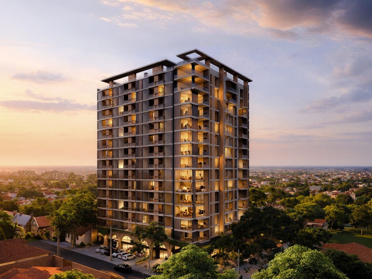 Render del edificio de obra nueva en Asuncion, Paraguay, donde ha comprado Carlos Galan